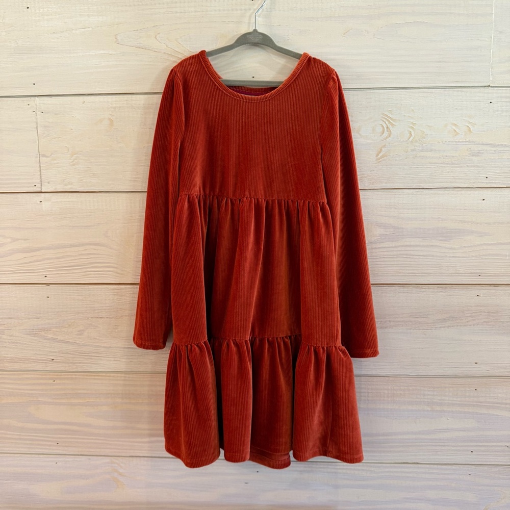 Girls fall dress Cynthia Rowley long sleeve tiered burnt orange medium 7/8